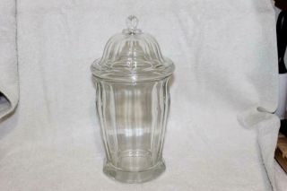 Vtg Apothecary Canister Jar Indiana Thick Glass Dome Lid 12” Candy Dish Rare