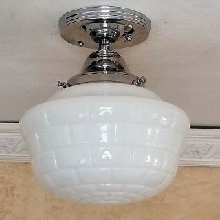 659b Subway Tile Vintage Antique Art Deco Ceiling Light Fixture Fixture Bath