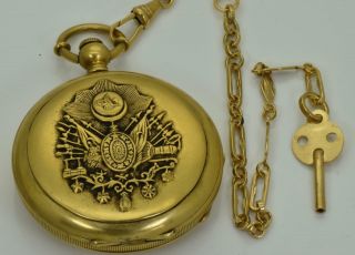 Rare antique Ottoman Pasha award 18k Gold plated silver watch.  Tughra case&dial 2
