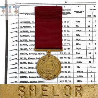 Named 1945 Wwii Us Navy Good Conduct Medal Bm2c Beverly M.  Shelor,  Research Ww2