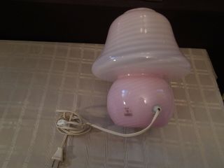 Vintage Mid Century Murano Pink Swirl Mushroom Lamp Italian Art Glass 11 Inches 8