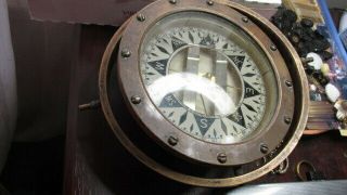 Large Brass Vintage Ship Compass By Dirigo Made In Usa