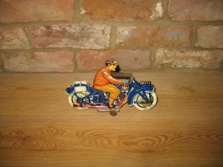 EARLY TIPPCO MOTORCYCLE WIND UP TIN TOY GERMANY 1920/30 RARE TINPLATE no car 3