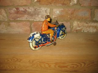 EARLY TIPPCO MOTORCYCLE WIND UP TIN TOY GERMANY 1920/30 RARE TINPLATE no car 9