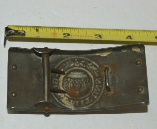 Antique WWI German Prussian Leather Belt & Buckle Gott Mit Uns God With Us 10