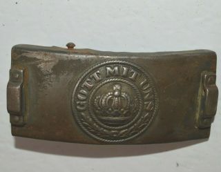 Antique WWI German Prussian Leather Belt & Buckle Gott Mit Uns God With Us 4