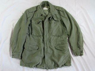 Vtg 60s 1960 Us Army Og 107 Sateen Field Jacket Coat Cold Weather Small Long 50s