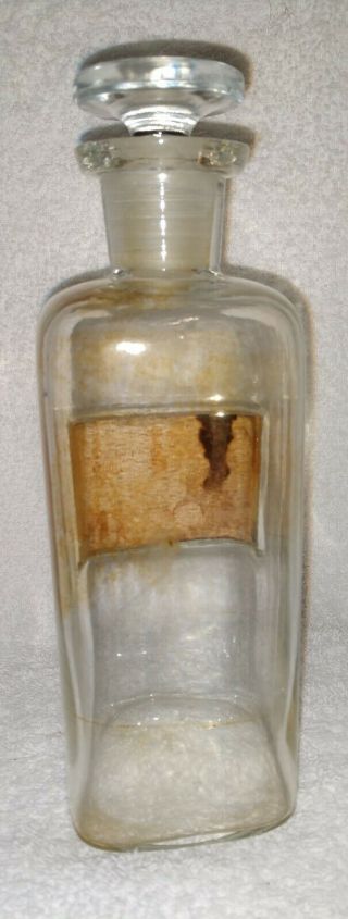 Antique 19th century glass Apothecary jar with label & ground stopper (26) 3