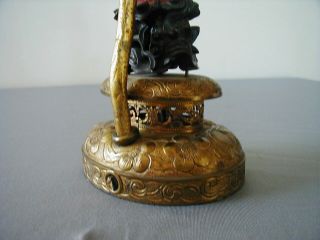 ANTIQUE CHINESE IMMORTAL HARD STONE LAMP w CARVED MOUNTS AS FOUND 10