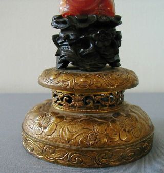ANTIQUE CHINESE IMMORTAL HARD STONE LAMP w CARVED MOUNTS AS FOUND 3