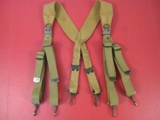 Wwii Us Army M1936 Combat Field Suspenders - Khaki - Dated 1942 - Xlnt