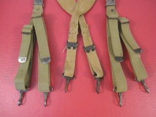 WWII US Army M1936 Combat Field Suspenders - Khaki - Dated 1942 - XLNT 2