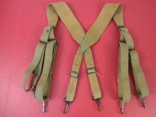 WWII US Army M1936 Combat Field Suspenders - Khaki - Dated 1942 - XLNT 3