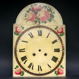 Antique / Vintage Grandfather Tall Case Clock Painted Wood & Plaster Dial Face