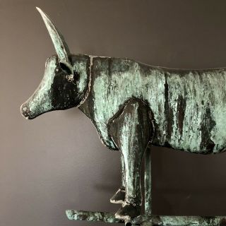 Antique Weathervane Cow Full Body Weathered Patina American Folk Art (Vermont) 5