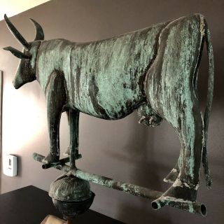 Antique Weathervane Cow Full Body Weathered Patina American Folk Art (Vermont) 7