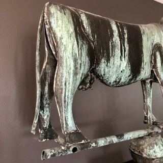 Antique Weathervane Cow Full Body Weathered Patina American Folk Art (Vermont) 9