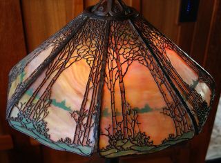Handel Des tree with crocked tree branch table lamp,  mission,  arts and craft 3