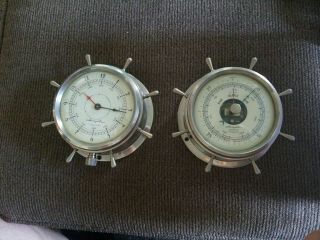 Vintage AirGuide 7 Jewel 8 Day Ship Clock And Barometer 11