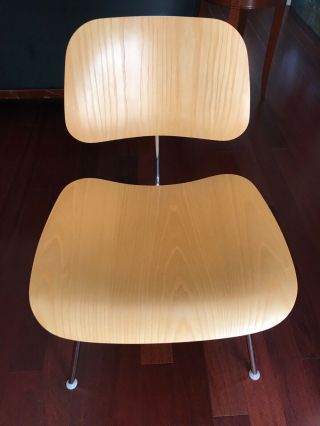 Rare Eames Lcm Molded Plywood Lounge Chair With Chrome Base In White Ash