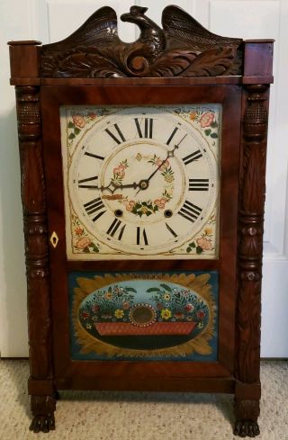 Antique 1830 Seth Thomas Plymouth Conn.  Pillar & Splat Wood Mantel Clock