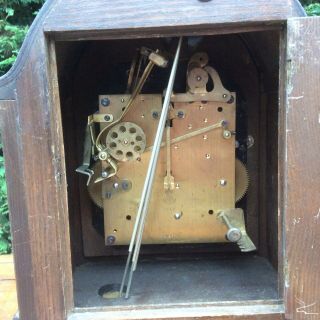 Antique Gustav Becker Oak Barleytwist Mantel Mantle Bracket Westminster Clock GW 11