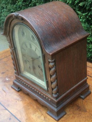 Antique Gustav Becker Oak Barleytwist Mantel Mantle Bracket Westminster Clock GW 4