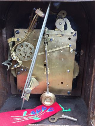 Antique Gustav Becker Oak Barleytwist Mantel Mantle Bracket Westminster Clock GW 8