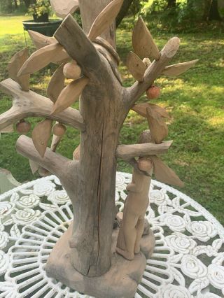 Antique Folk Art Wood Sculpture ADAM & EVE 6
