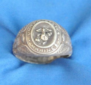 Vintage Sterling Silver Us Mc Ring Size - 11.  701