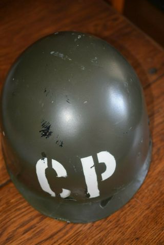 Vintage Ww2 Viet Nam U.  S.  Army Helmet Liner M11 Painted And Marked Cp