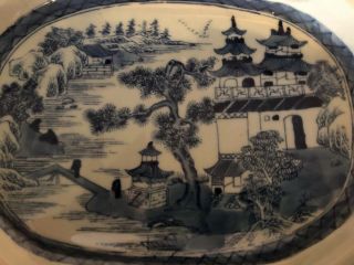 Antique Chinese Export Canton Blue& White 13 1/2 