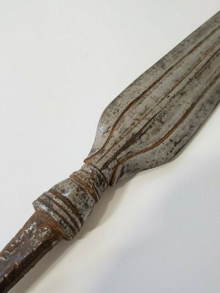 Antique 19th century philippine moro budiak spear long kris barong 5