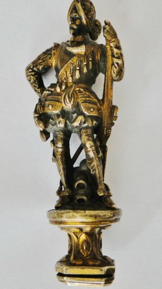 Rare Highly Elaborate French Bronze & Gilt Seal Armed Musketeer 1800