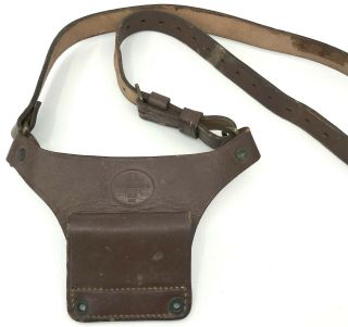 Schoellkopf 1942 Military Police Wwii Leather Shoulder Belt W Holster Holder Vtg