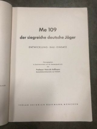 Me 109 - 1941 - Heinrich Hoffmann - Photo Book - And Rare 3