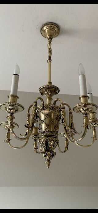 Stunning Antique Victorian Brass Chandelier