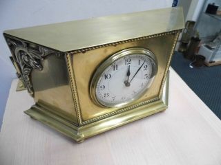 Antique Decorative Brass Cased Clock with French 8 Day Movement Running. 5