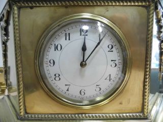 Antique Decorative Brass Cased Clock with French 8 Day Movement Running. 7