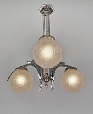 MULLER FRERES: FRENCH 1930 ART DECO CHANDELIER. .  lustre lamp degue era 2