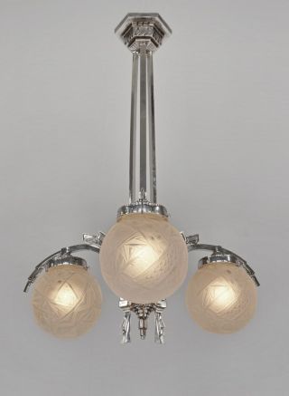 MULLER FRERES: FRENCH 1930 ART DECO CHANDELIER. .  lustre lamp degue era 4