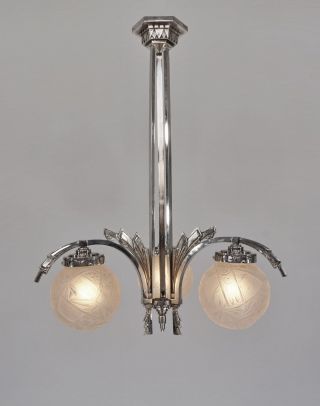 MULLER FRERES: FRENCH 1930 ART DECO CHANDELIER. .  lustre lamp degue era 5