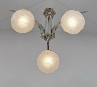 MULLER FRERES: FRENCH 1930 ART DECO CHANDELIER. .  lustre lamp degue era 6