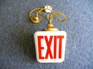 Vintage 1930s/40s Opaline Double Sided Exit Sign Gallery,  Fittings Public Cinema