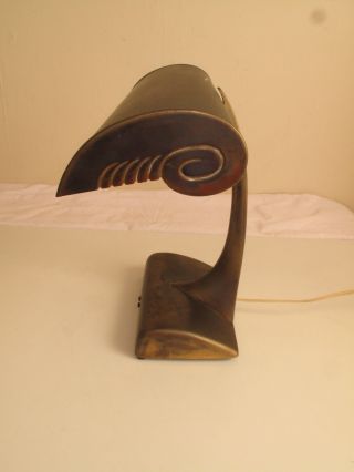 FABULOUS VTG ANTIQUE BAUHAUS ART DECO EGYPTIAN REVIVAL BRONZE BANKERS DESK LAMP 3