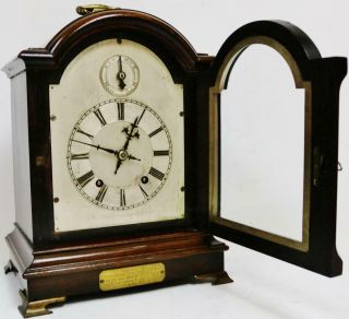 Antique German 8 Day Arched Top Mantel Clock W & H Gong Striking Bracket Clock 7