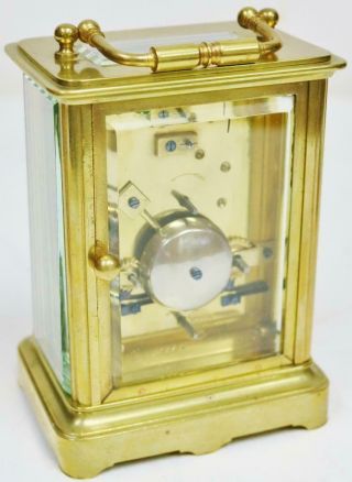 Antique French 8 Day Ormolu & Bevelled Glass Carriage Clock With Alarm Feature 10