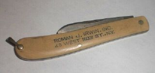 Civil War Era Roman J Irwin Inc Pocket Knife From Word Family Trunk
