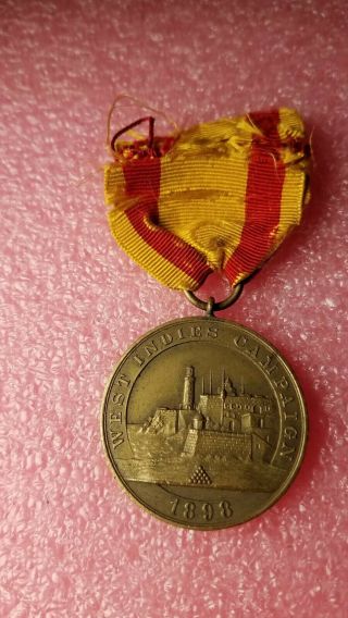 1898 Us Navy West Indies Campaign Medal Numbered Spanish American War