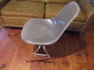 3 - Vintage Herman Miller Eames Mid Century Stacking Chairs,  Gray,  Fiberglass MCM 7